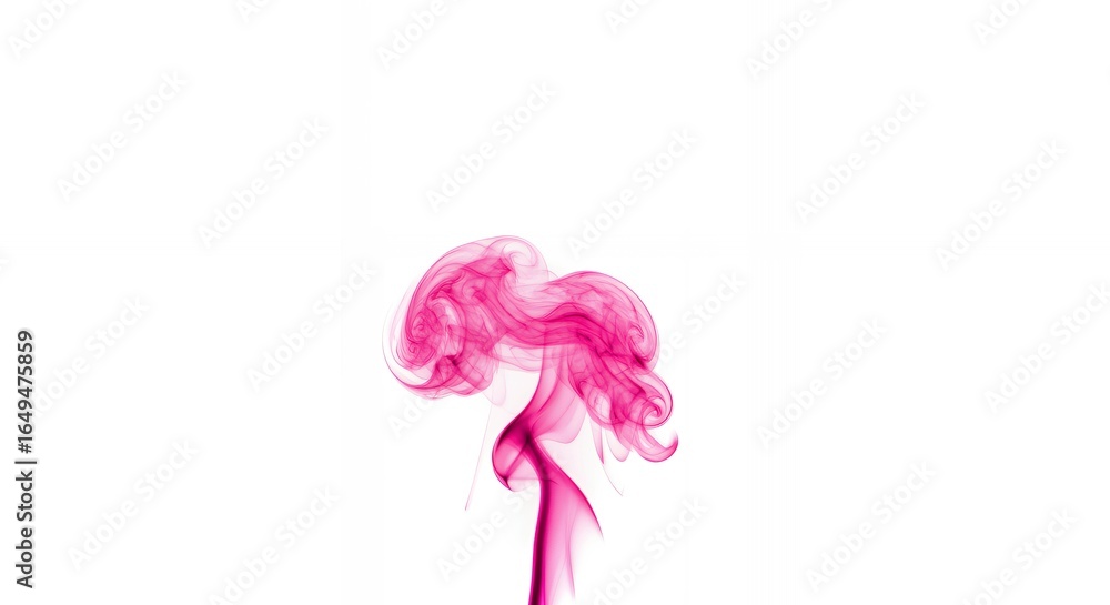 Fototapeta premium Hot pink smoke formation with elegant curves and swirling tendrils isolated on white background for feminine luxury brand designs