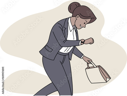 Vector cartoon of a businesswoman in a suit, symbolising success