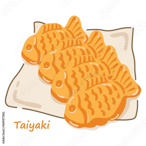 Taiyaki dessert of Japan. Dessert fish shape with red bean paste filling.