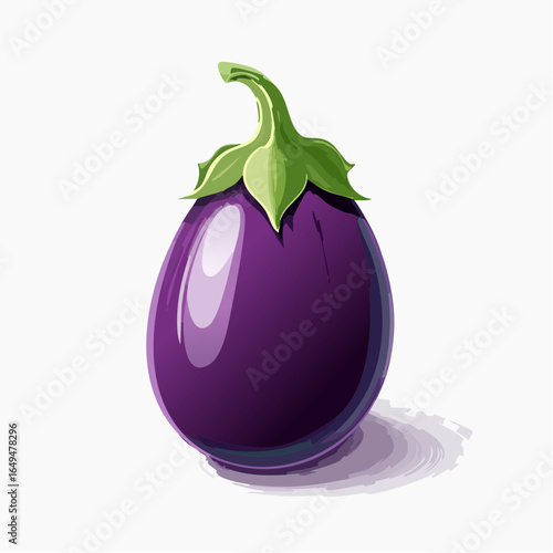 Single Purple Eggplant Illustration on White Background