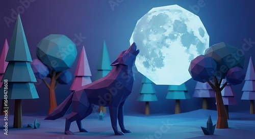 Experience the call of the wild reimagined in a stunning, contemporary aesthetic with this low-poly 3D render.