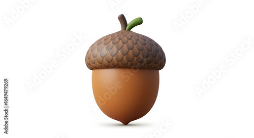 Cute Acorn Isolated on White Background for Autumn and Nature Themes