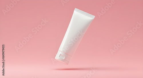 skincare cream tube isolated on pink background 