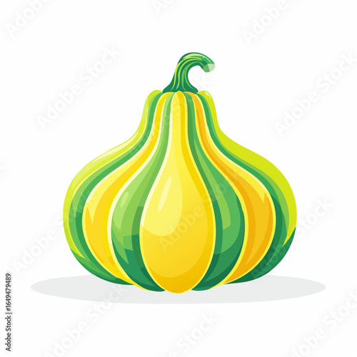 Yellow And Green Striped Pumpkin Illustration