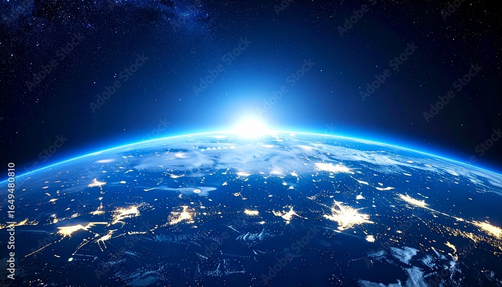 Obraz premium Blue Earth and the floating sun seen from space