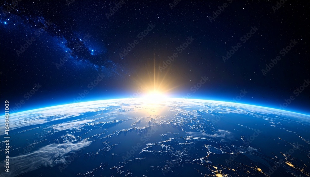 Obraz premium Blue Earth and the floating sun seen from space