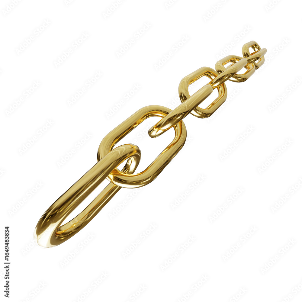 Fototapeta premium golden metallic chain link on transparent background
