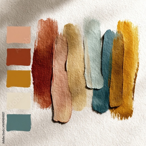 A palette of warm, earthy tones displayed as paint strokes