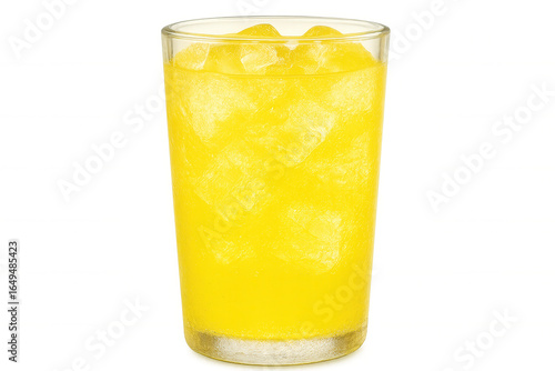 Wallpaper Mural Chilled yellow soda with ice cubes, glistening on transparent surface, delivering crisp, cool refreshment Torontodigital.ca