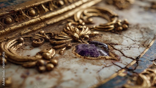 Wallpaper Mural Ornate antique box detail, showing gilded carvings and a gemstone Torontodigital.ca