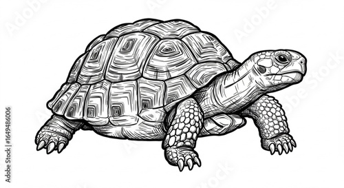 Detailed sketch of a tortoise isolated on white background