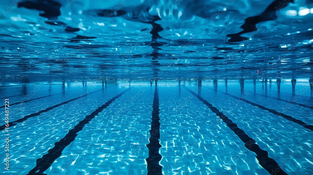 Obraz premium Modern swimming pool with blue water, indoors 