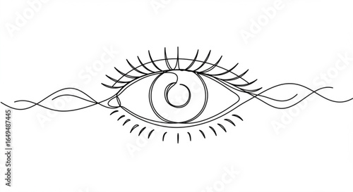 Minimalist line art of an eye isolated on white background