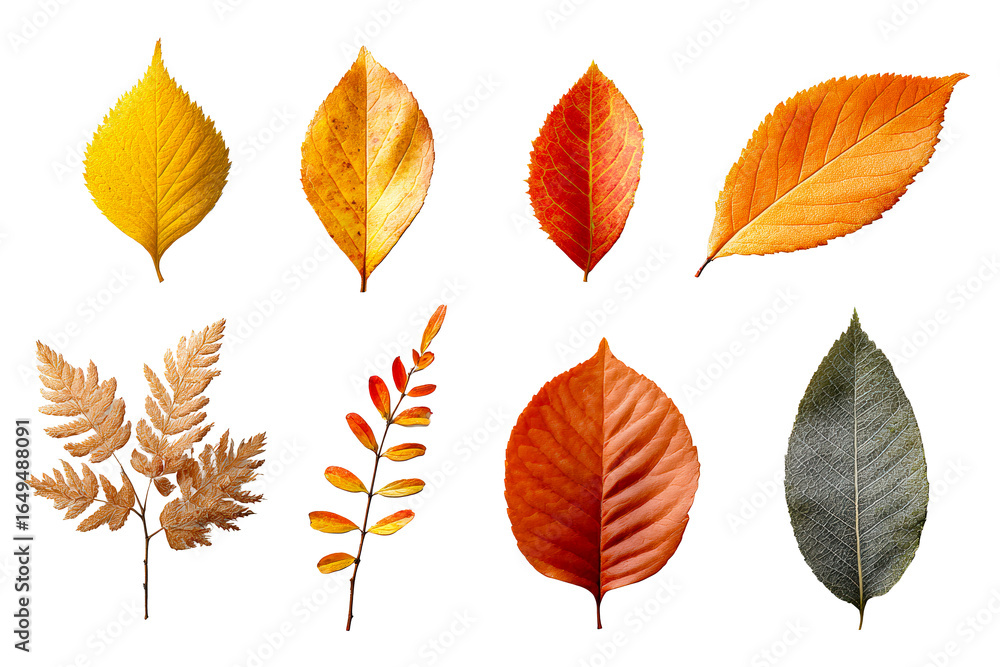 Fototapeta premium Colorful autumn leaves on a transparent background