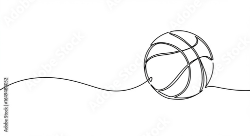 Single line drawing of a basketball isolated on white background