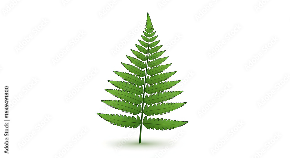 Green Fern Leaf Illustration on White Background Green Fern Leaf Illustration on White Background