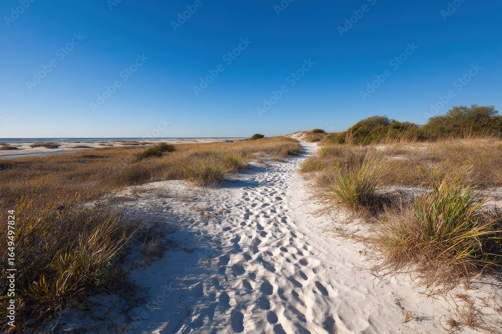 sandy path stretches through arid desert under ultrabright sun symbolizing adventure and solitude sandy path stretches through arid desert under ultrabright sun symbolizing adventure and solitude