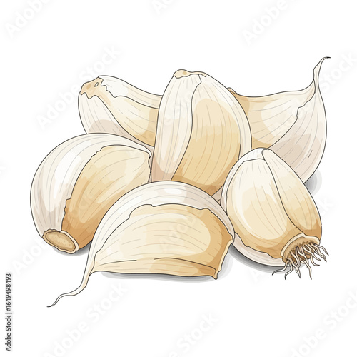 Close-up of several garlic cloves, showing detail and texture.