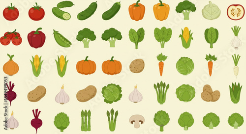 Fresh colorful vegetables arranged for healthy eating and cooking concepts, perfect for food blogs