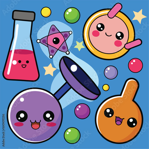 Cute Science lab objects Kawaii Elements