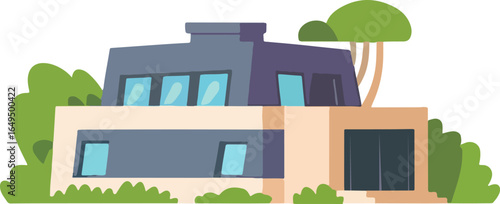 Modern Flat Roof House Vector Illustration. Cartoon style vector of Home