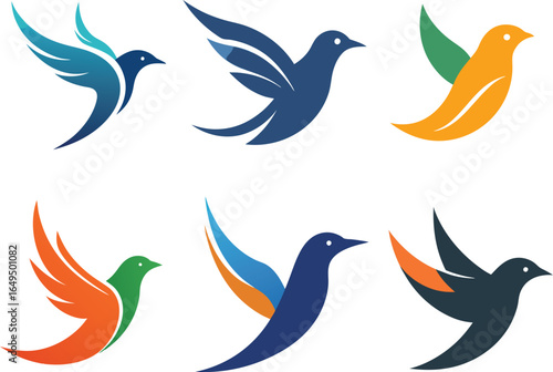 Modern Blue Bird Logo Collection