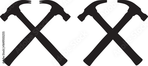 Two crossed hammers silhouette symbol