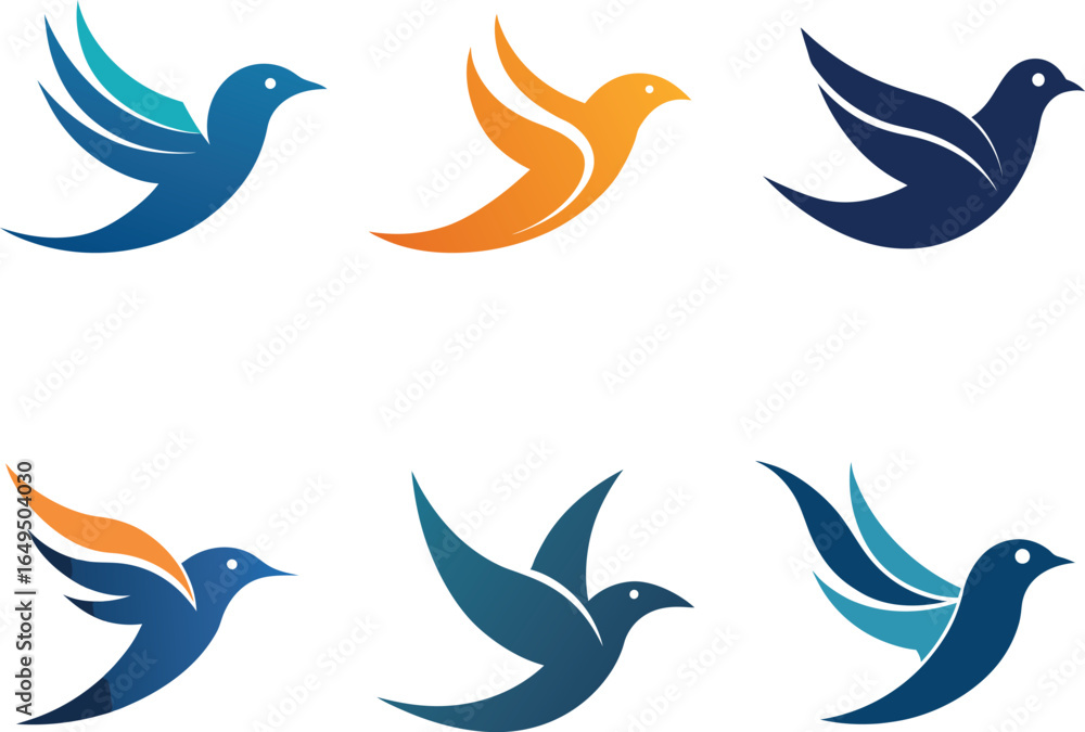 Obraz premium Modern Blue Bird Logo Collection