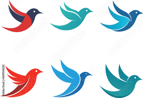 Modern Blue Bird Logo Collection