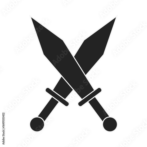 Isolated illustration of silhouette of two crossed swords for war game icons and more