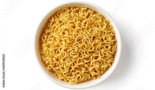 A white bowl filled with cooked instant noodles