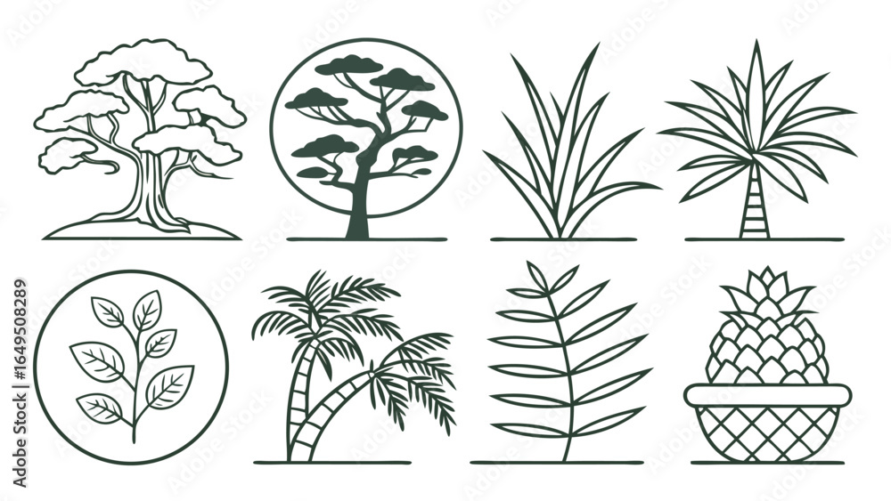 Obraz premium Collection Of Minimalist Line Vector Illustrations