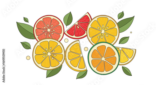 Vibrant citrus fruits arrangement healthy refreshing delicacies