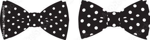 Two black bow tie silhouettes with white polka dots