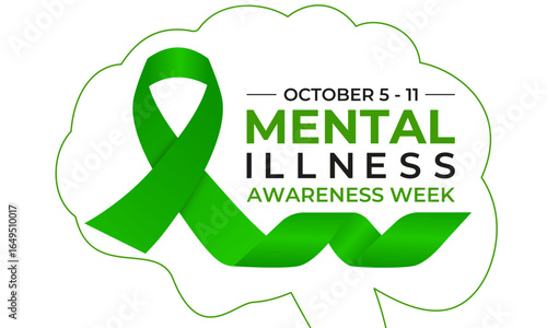 Mental Illness Awareness Week promotes mental health education, increases awareness, and reduces stigma. observed each year during the first full week of October. Banner poster design template. Eps 10