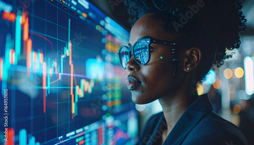 Woman Analyzing Stock Market Data.