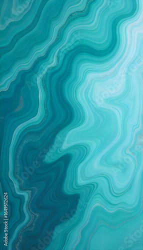 Abstract marble texture in shades of teal and turquoise, flowing patterns with hints of white and gray, soft lighting, seamless design