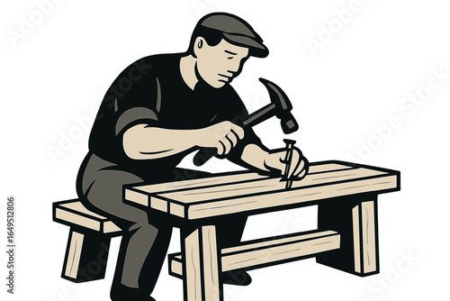 A craftsman utilizing a hammer on an anvil serves as a representation of diligent labor