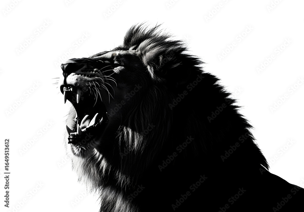 Obraz premium Vector illustration of an angry lion's head, isolated on a white background, suitable for a tattoo or other wild animal designs
