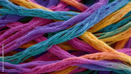 Close-up view of multicolored threads