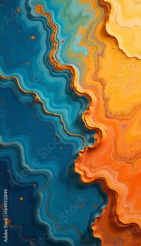 “Colorful marble texture with shades of blue, orange, and yellow, dynamic swirling patterns, glossy finish, modern aesthetic”