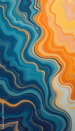 “Colorful marble texture with shades of blue, orange, and yellow, dynamic swirling patterns, glossy finish, modern aesthetic”