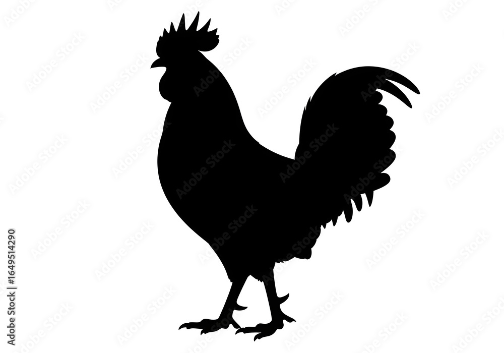 Fototapeta premium A colorful rooster, a type of poultry farm animal, is standing alone on a white background