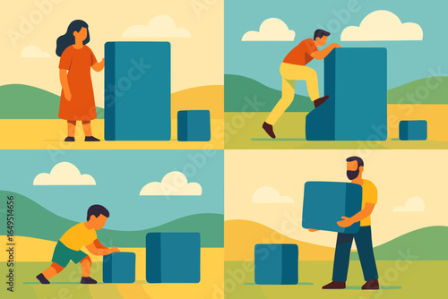 Vector illustration set depicting social isolation and free time as abstract concepts, featuring board games, origami, quarantine cooking, and family fun activities like homemade food and family