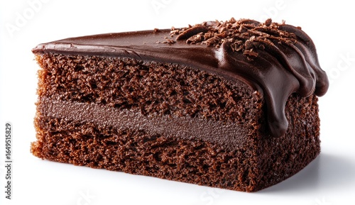 Close-up of rich, decadent chocolate cake slice