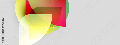 Abstract shapes overlap, creating vibrant color gradients. Minimalist design suits modern backgrounds, presentations. Smooth transitions present dynamic visual appeal.