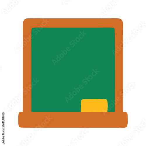 Green chalkboard with a yellow duster at the bottom. Ideal for educationrelated designs, school materials, and creative backtoschool themes.