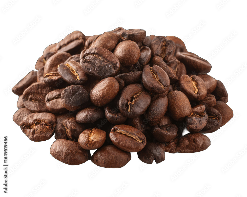 Naklejka premium Roasted coffee beans, a pile of rich brown beans
