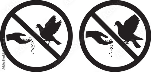 No feeding pigeons sign silhouette