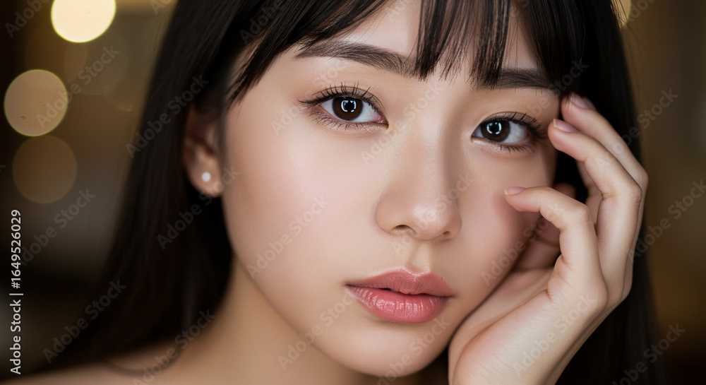 Obraz premium 20代女性の顔(正面_ポージング1)